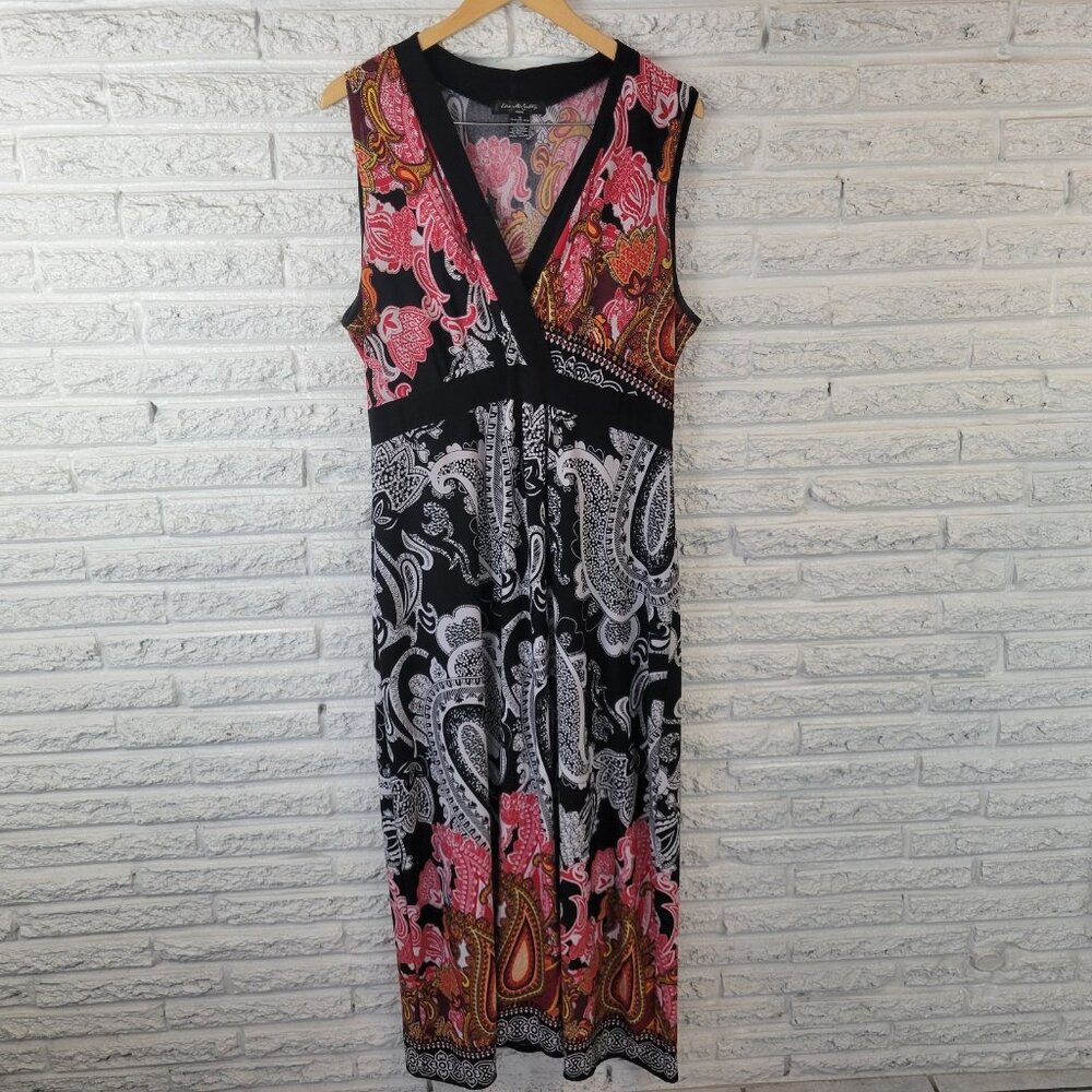 Elie McCarthy Womens Dress 1X Plus Sheath Midi Sleeveless Red PAI27E